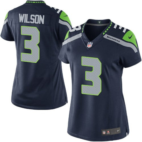 Russell Wilson Seattle Seahawks navy Game jersey