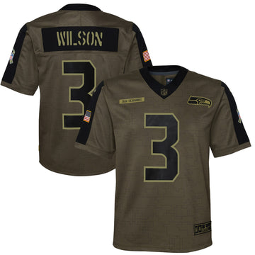 Russell Wilson Seattle Seahawks olive Salute To Service jersey