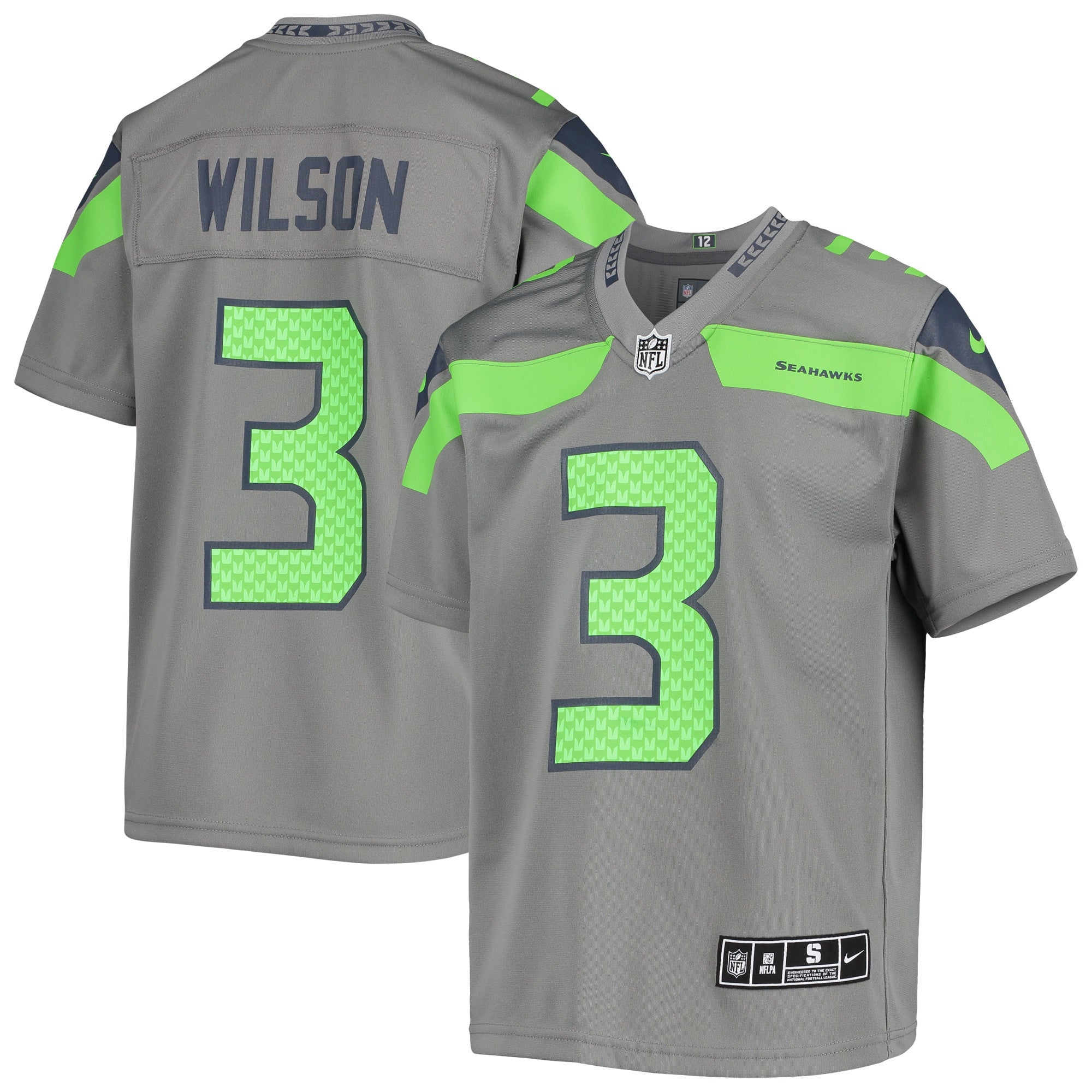Russell Wilson Seattle Seahawks gray jersey