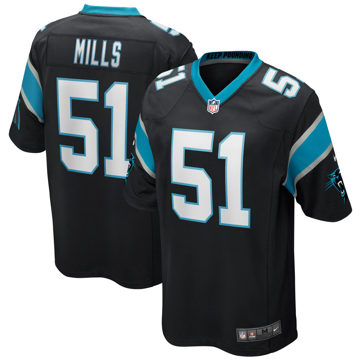 Sam Mills Carolina Panthers black Game jersey