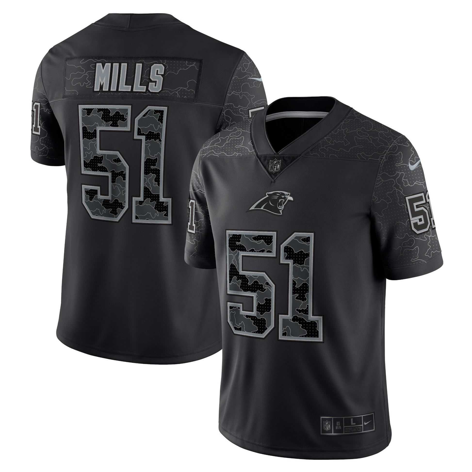 Sam Mills Rflctv Carolina Panthers black Limited jersey