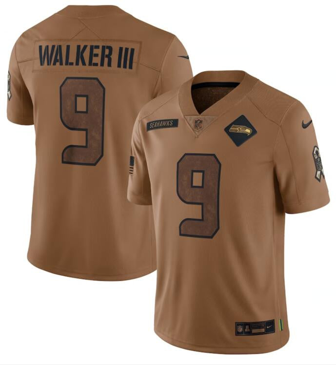Kenneth Walker III Seattle Seahawks brown Salute To Service jersey