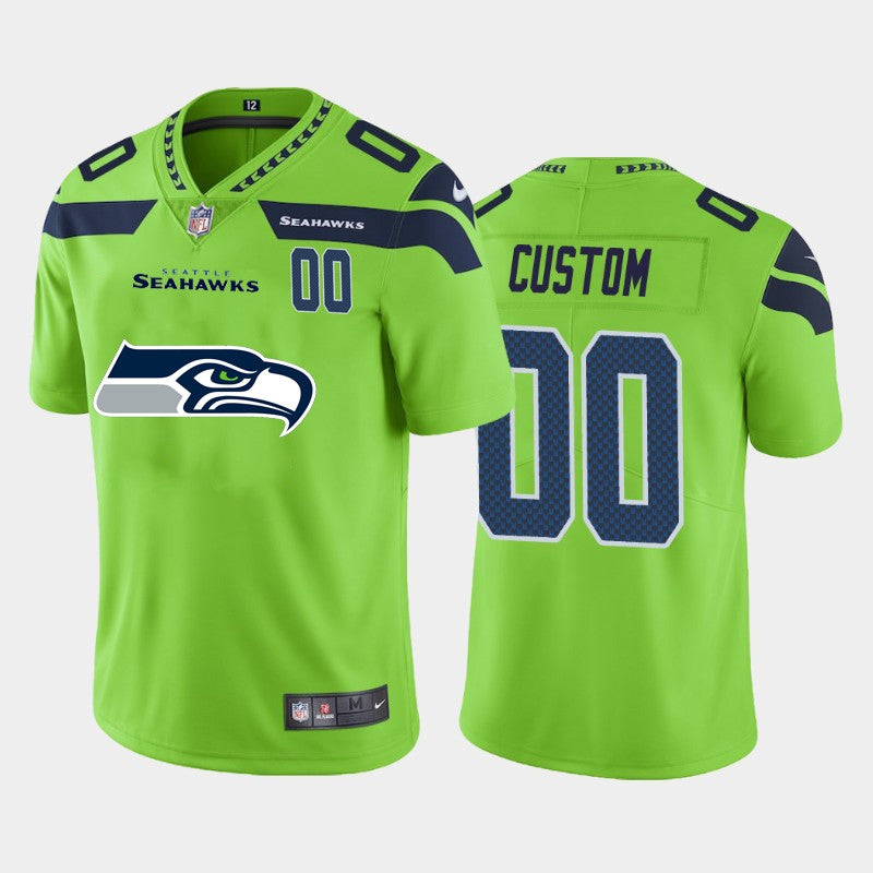 Custom Seattle Seahawks green Vapor jersey