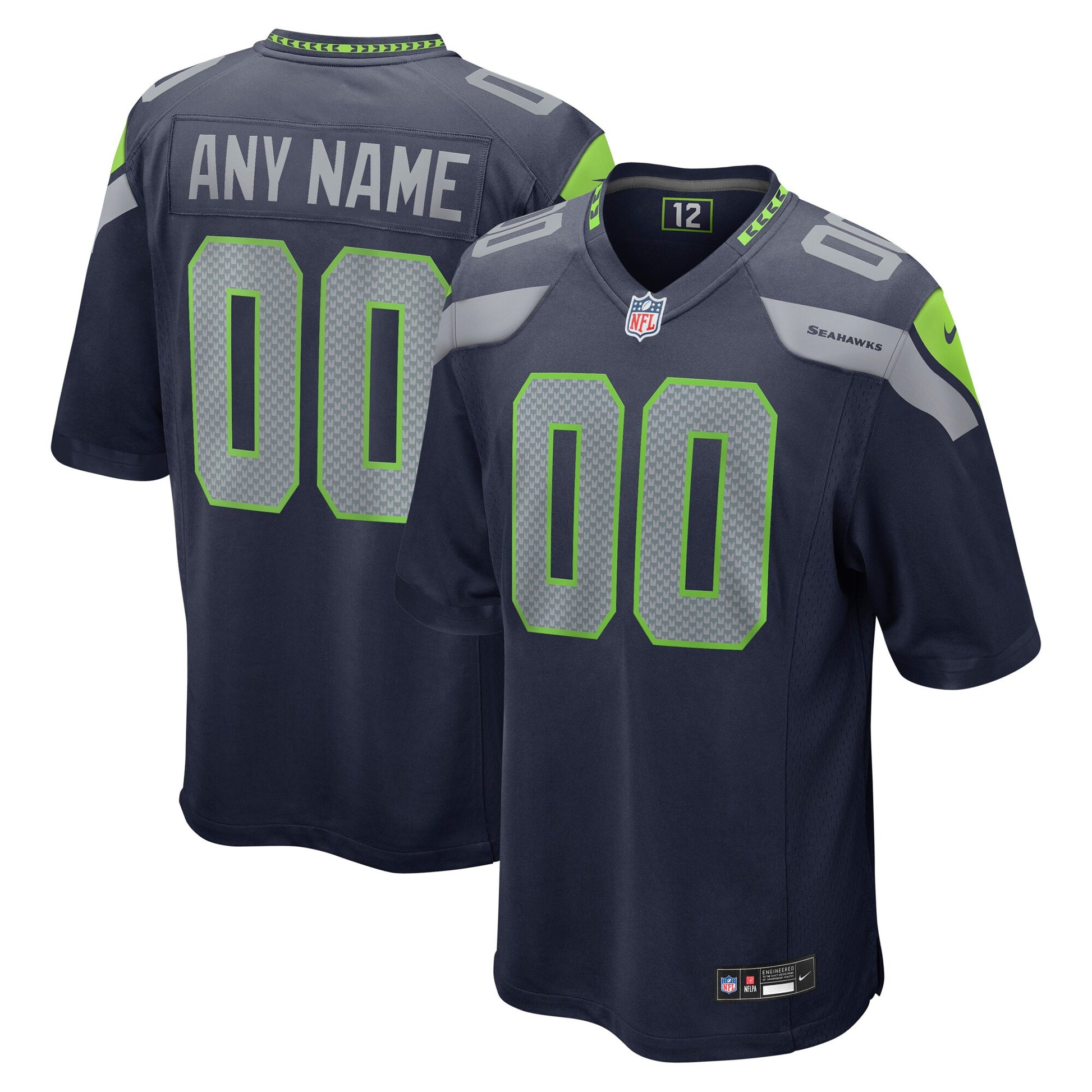 Custom Seattle Seahawks navy jersey
