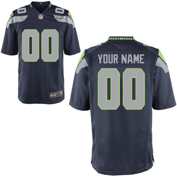 Custom Seattle Seahawks blue Game jersey
