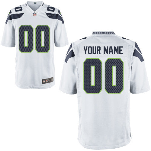 Custom Seattle Seahawks white Game jersey