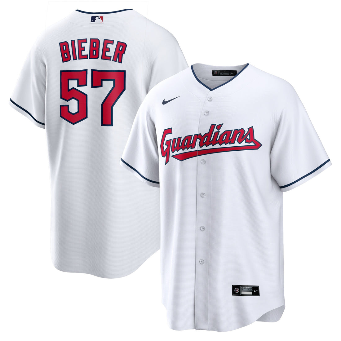 Shane Bieber Cleveland Guardians white jersey