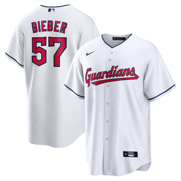 Shane Bieber Cleveland Guardians white jersey