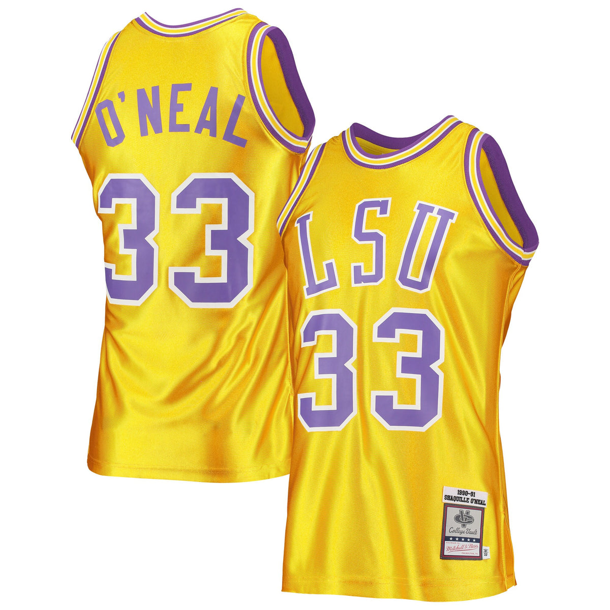 Shaquille O'neal LSU Tigers gold Throwback jersey
