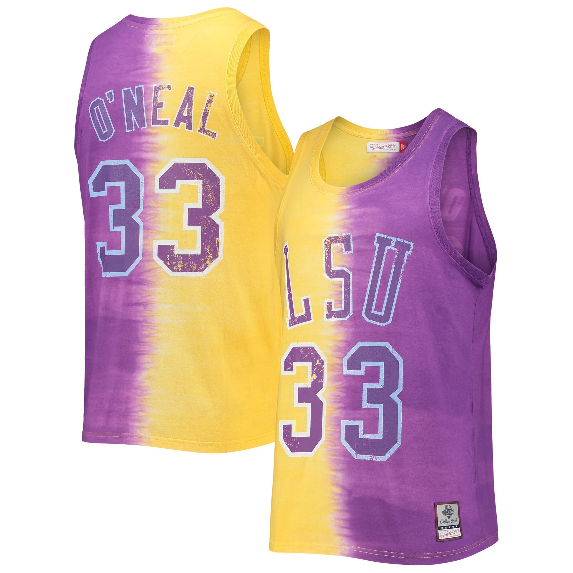 Shaquille O'neal Name Number Tie-dye Tank Top LSU Tigers purple jersey