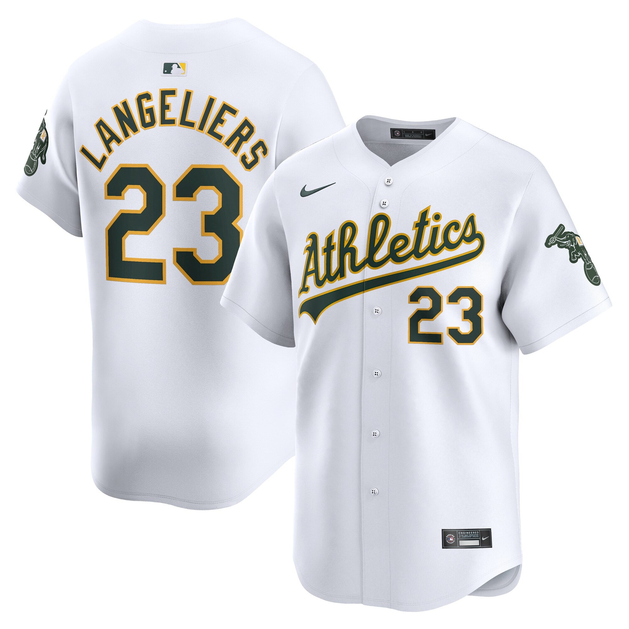Shea Langeliers Oakland Athletics white Limited jersey