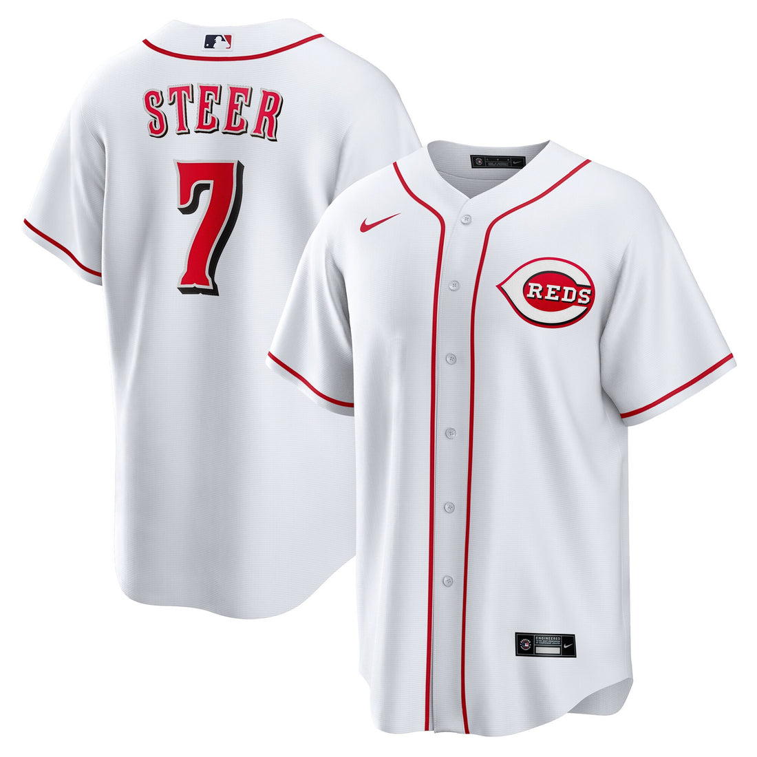 Spencer Steer Cincinnati Reds white Home jersey