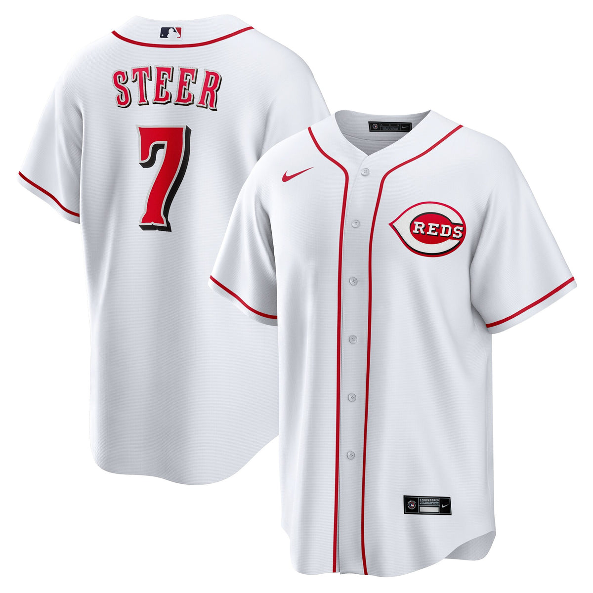 Spencer Steer Cincinnati Reds white Home jersey