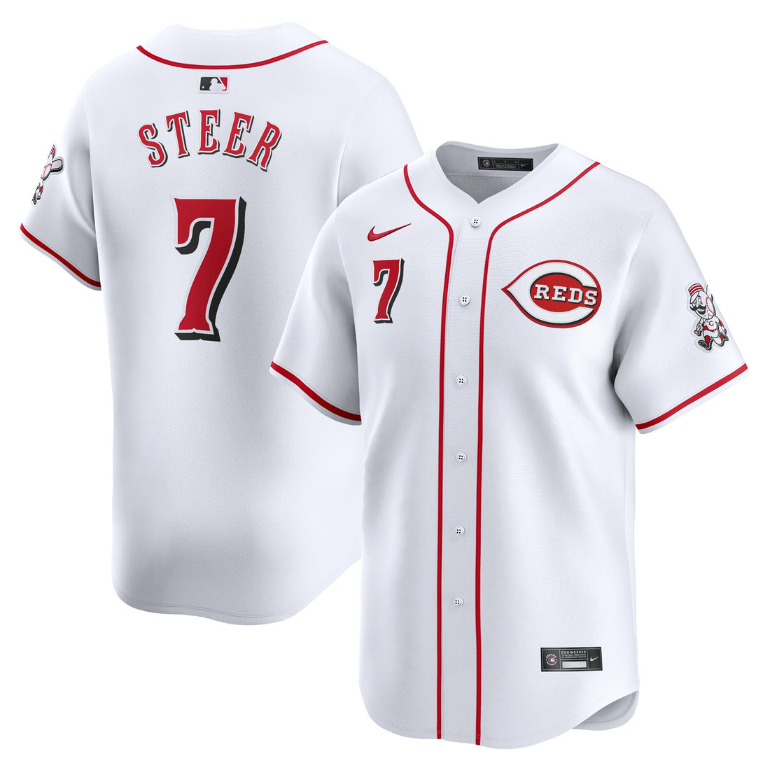 Spencer Steer Cincinnati Reds white Limited jersey