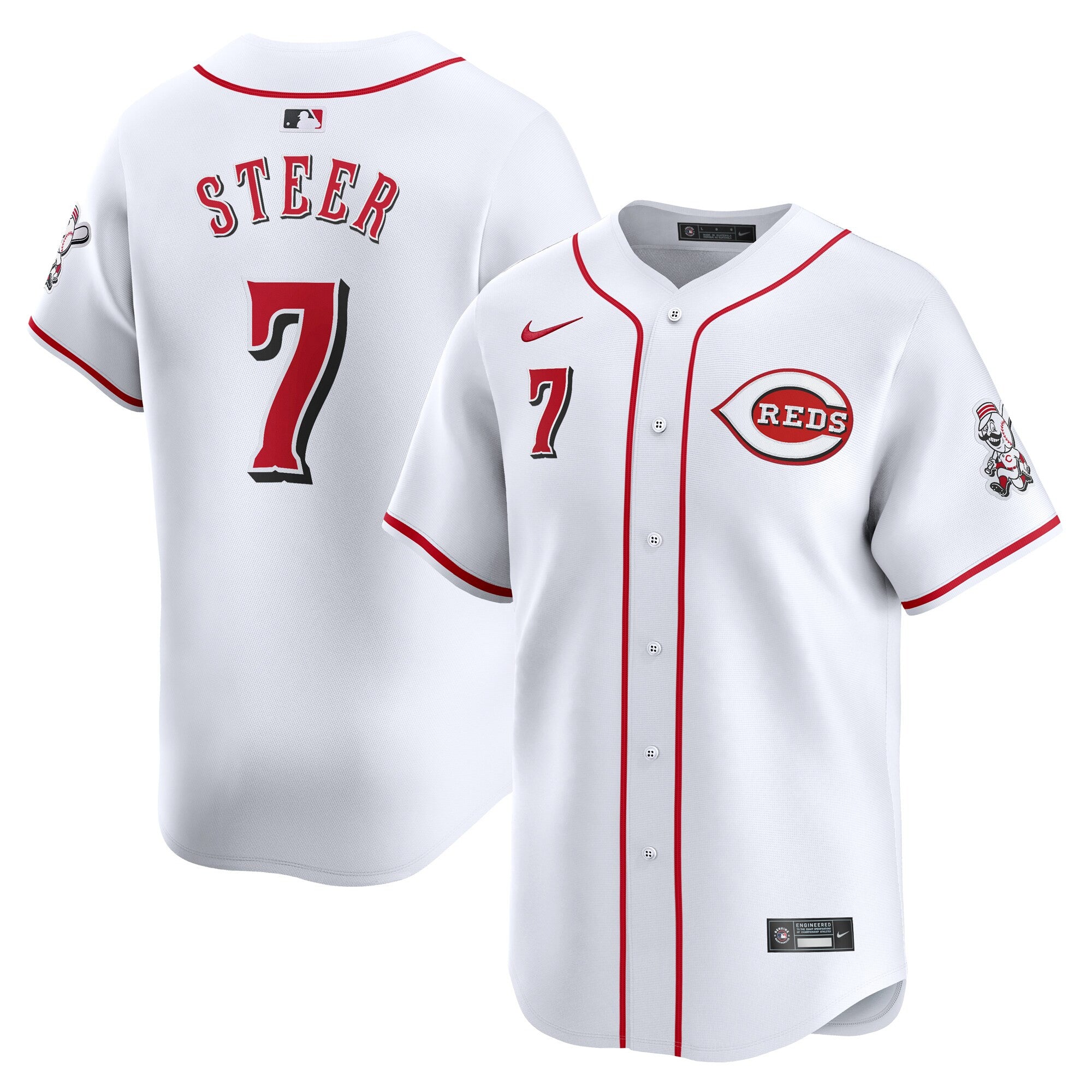 Spencer Steer Cincinnati Reds white Limited jersey
