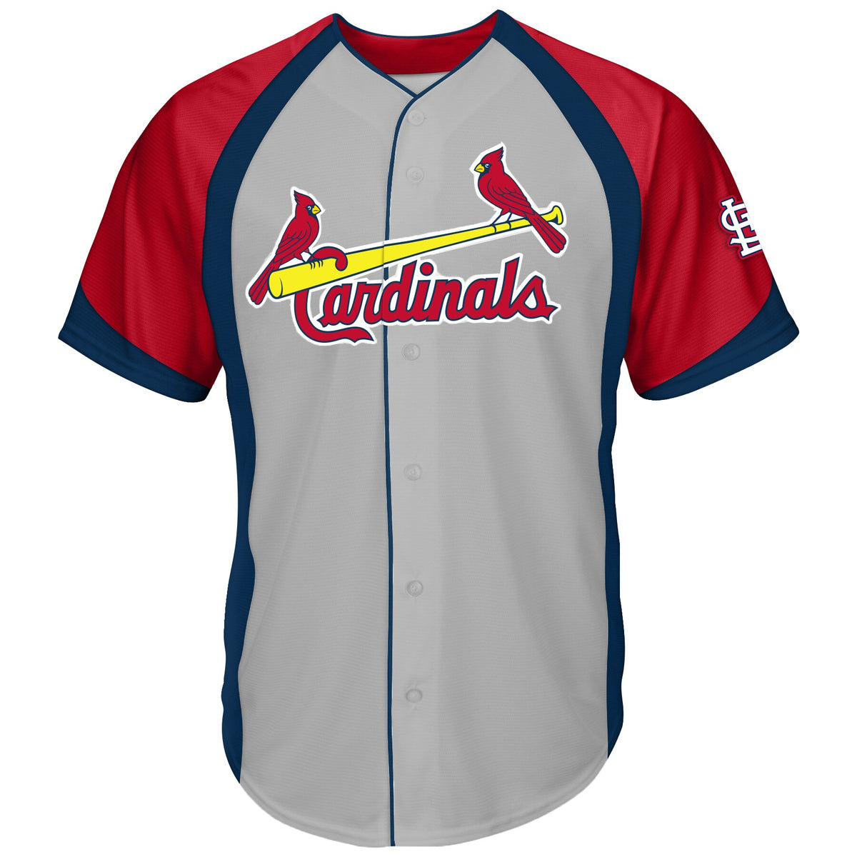 Colorblock Full-button St. Louis Cardinals gray jersey