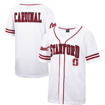 Colosseum Free Spirited Mesh Button-up Stanford Cardinal white jersey
