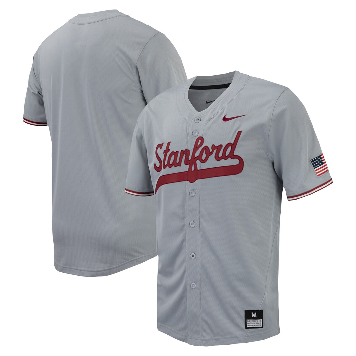 Full-button Stanford Cardinal gray jersey