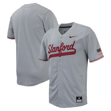 Full-button Stanford Cardinal gray jersey
