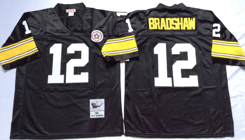 Terry Bradshaw Pittsburgh Steelers black Throwback jersey