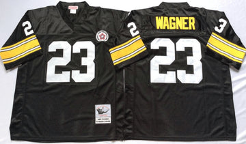 Mike Wagner Pittsburgh Steelers black Throwback jersey