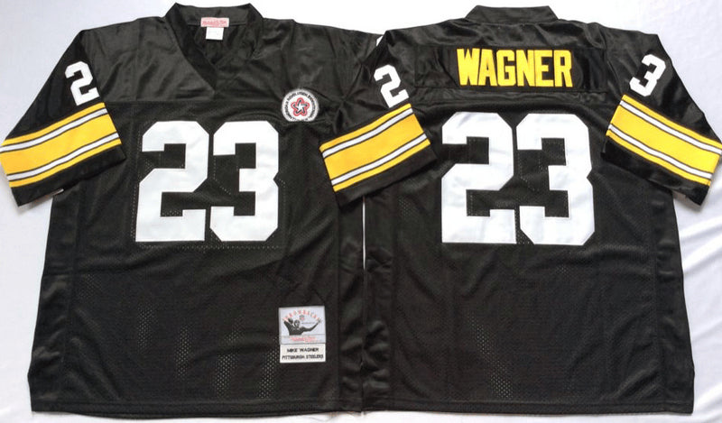 Mike Wagner Pittsburgh Steelers black Throwback jersey