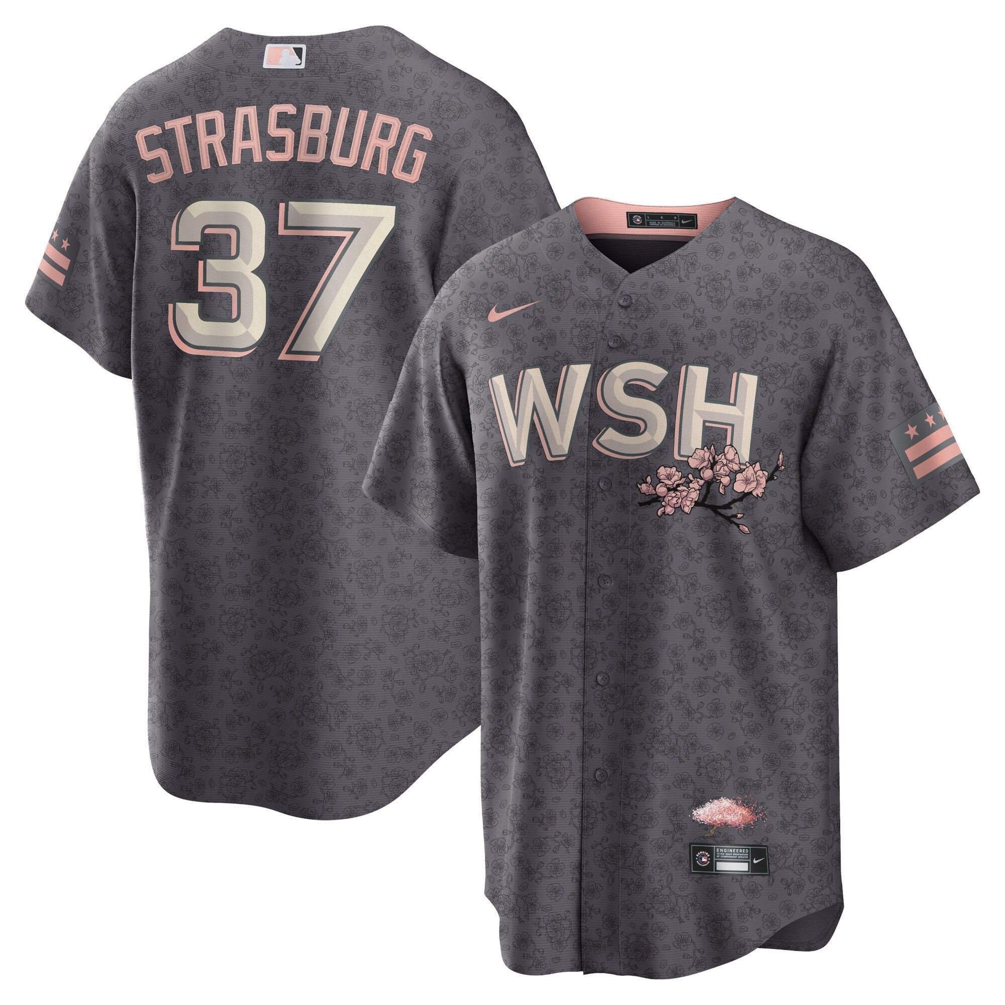 Stephen Strasburg Washington Nationals charcoal City Connect jersey