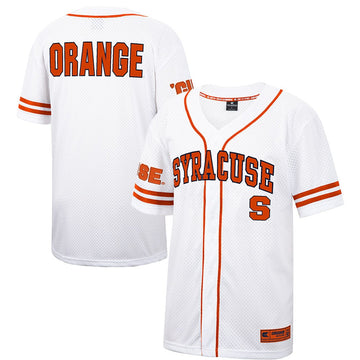 Colosseum Free Spirited Mesh Button-up Syracuse Orange white jersey