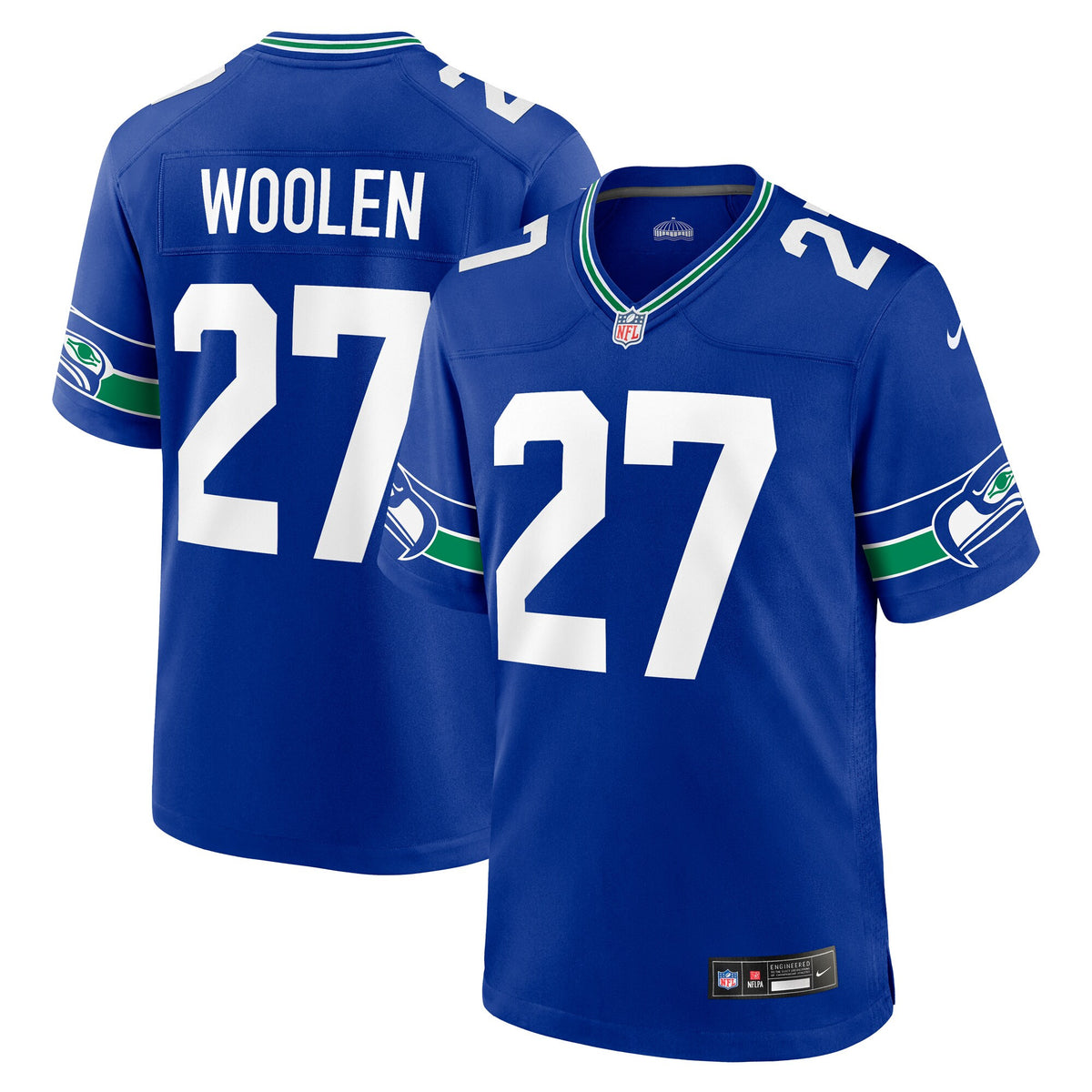 Tariq Woolen Seattle Seahawks royal Throwback jersey