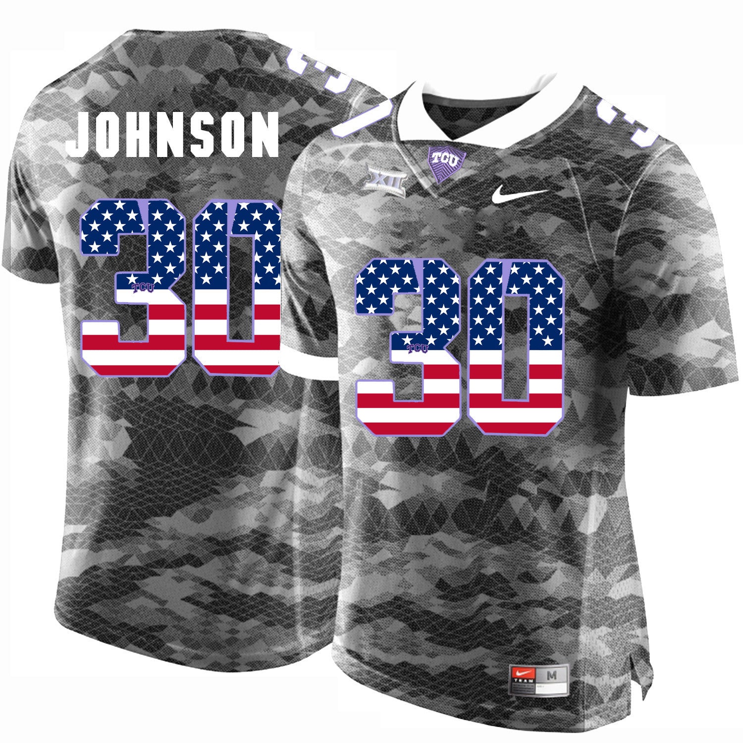 Denzel Johnson TCU Horned Frogs gray jersey