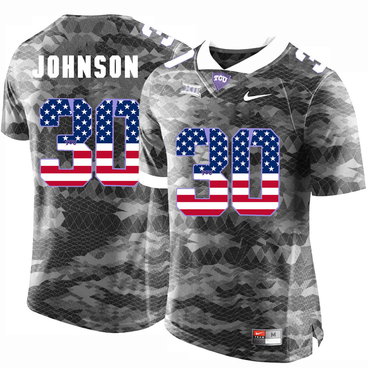 Denzel Johnson TCU Horned Frogs gray jersey