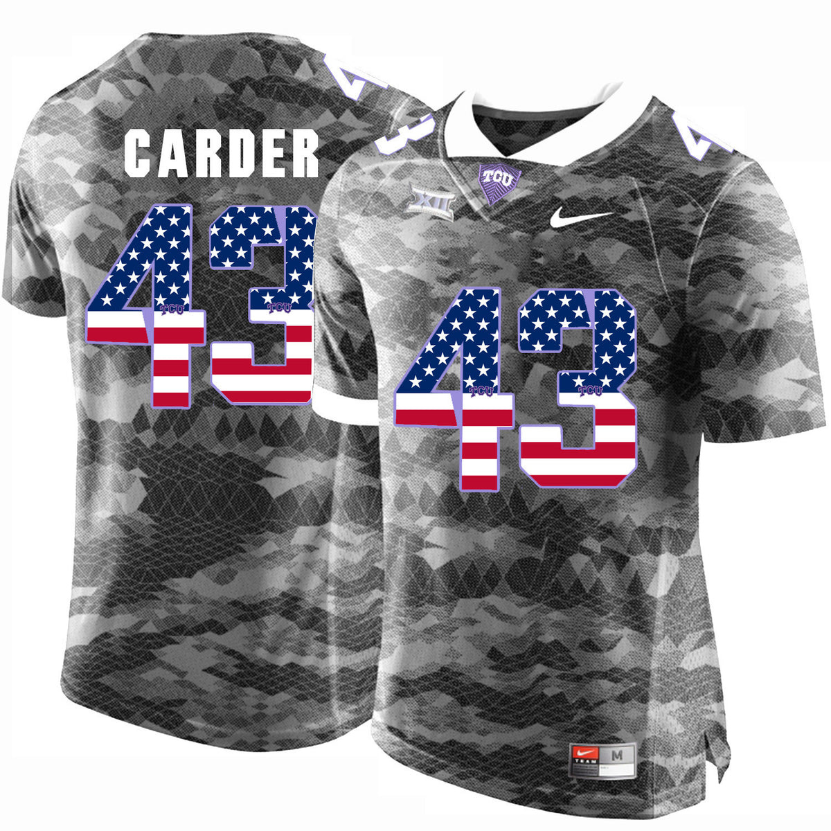 Tank Carder TCU Horned Frogs gray jersey