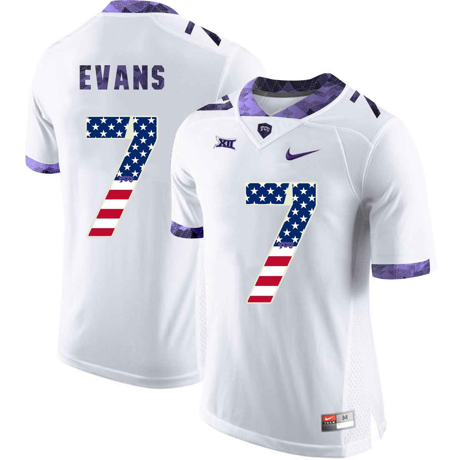 Evans TCU Horned Frogs white jersey