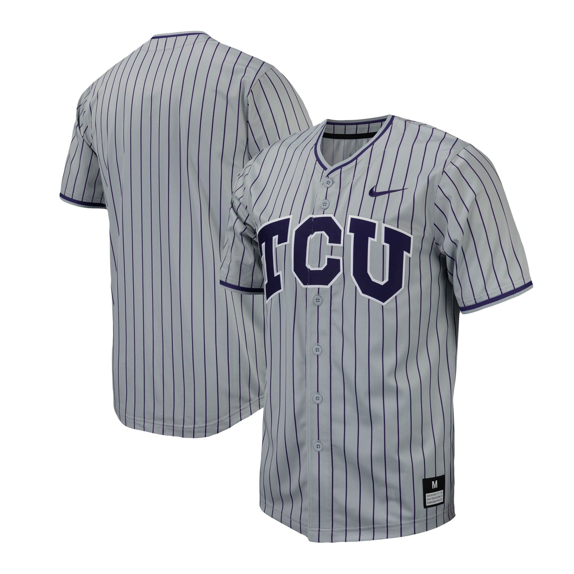 Pinstripe TCU Horned Frogs gray jersey