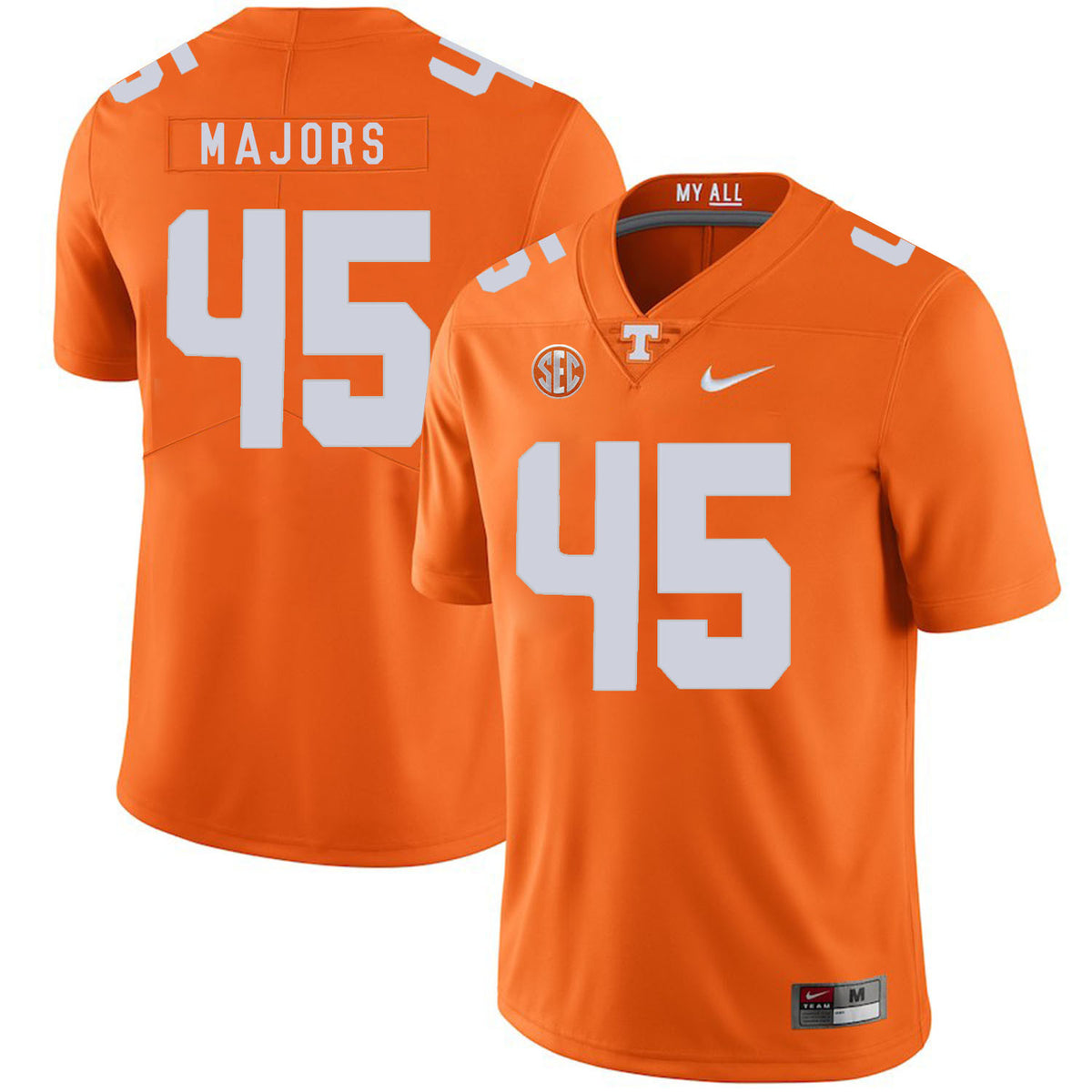 Johnny Majors Tennessee Volunteers orange jersey