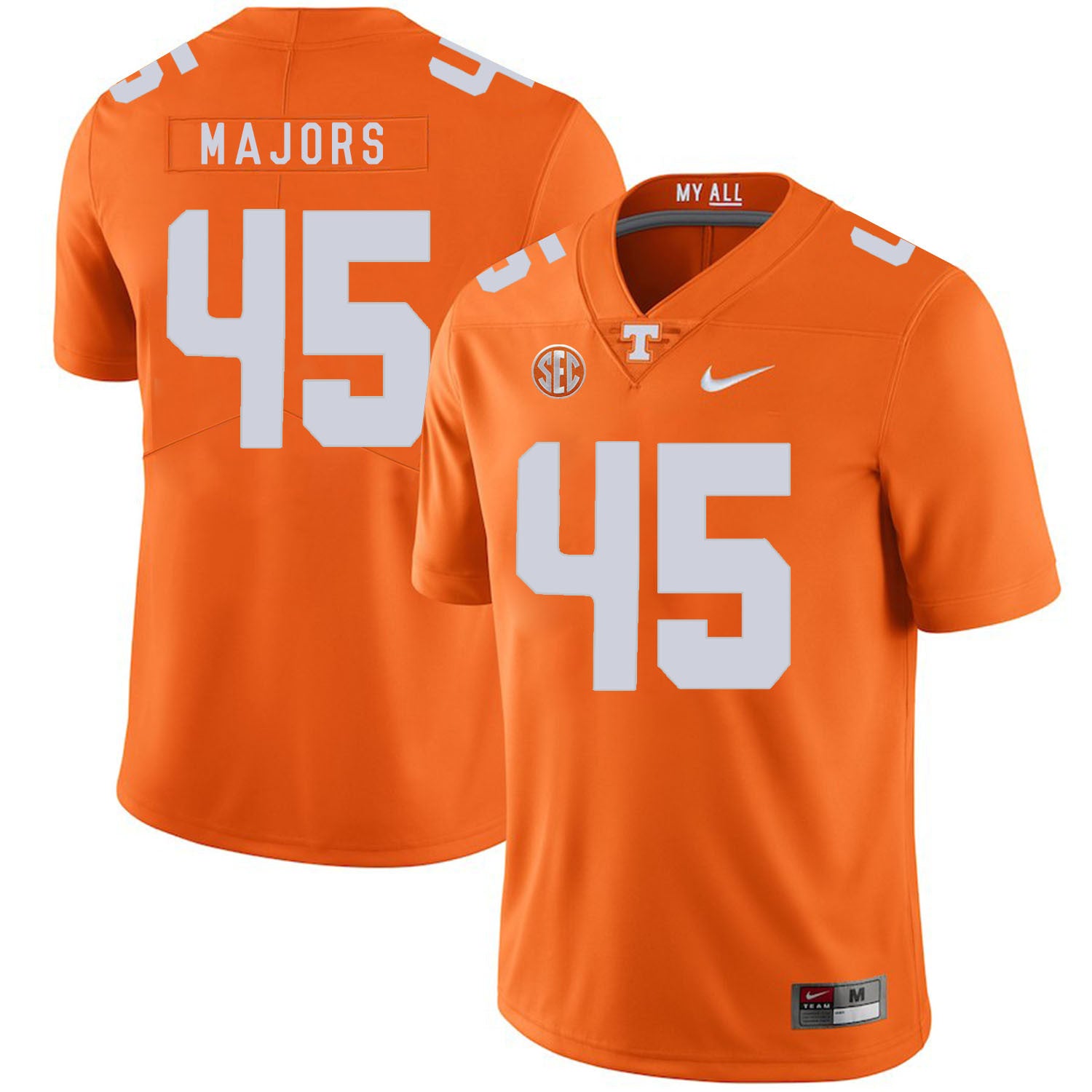 Johnny Majors Tennessee Volunteers orange jersey