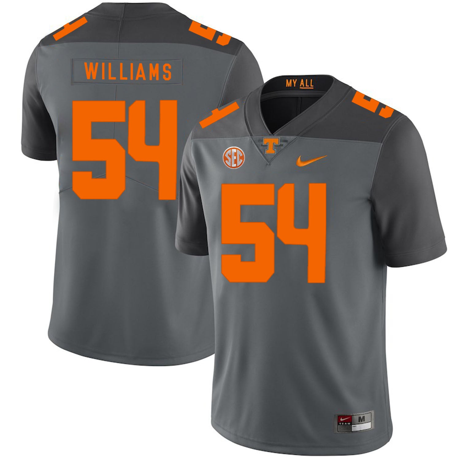 Jordan Williams Tennessee Volunteers gray jersey