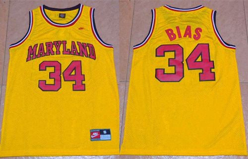 Len Bias Maryland Terrapins yellow jersey