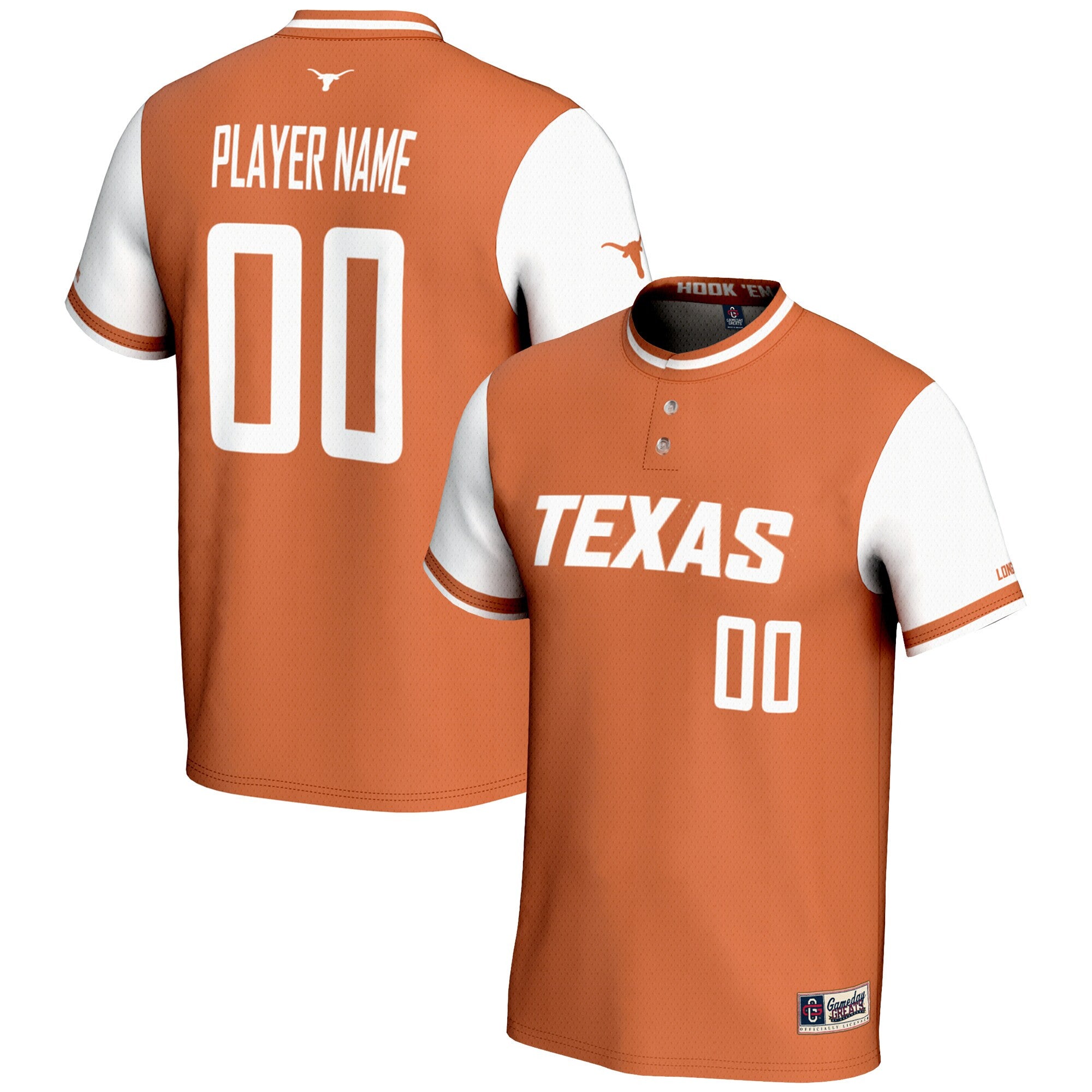 Softball Burnt Texas Longhorns orange jersey