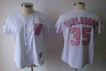 Verlander White Detroit Tigers pink jersey