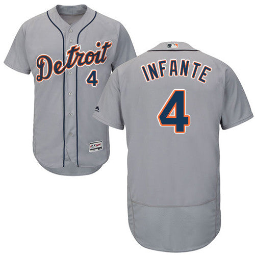 Omar Infante Detroit Tigers gray jersey