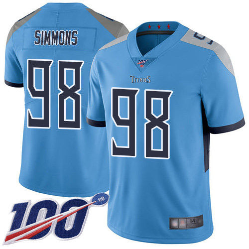 Jeffery Simmons Tennessee Titans blue Vapor jersey