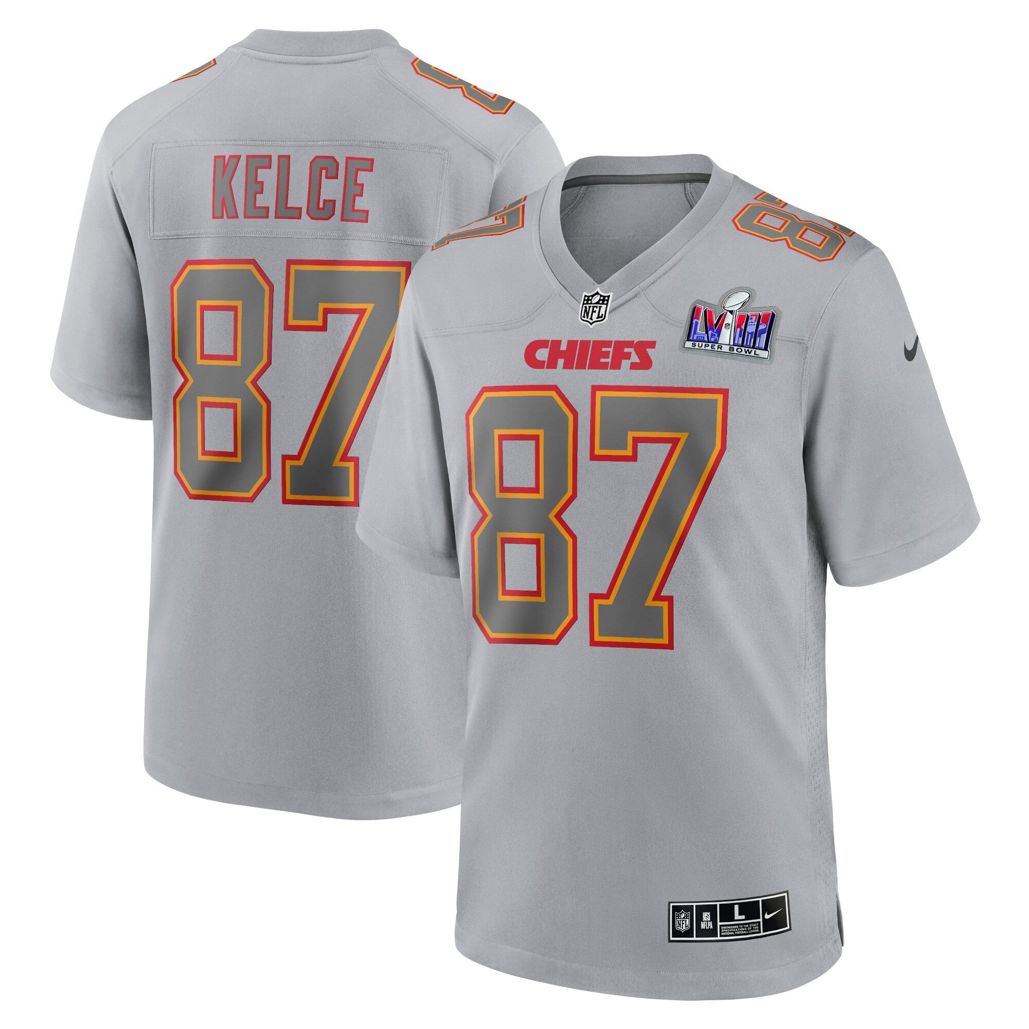 Travis Kelce Super Bowl Lviii Atmosphere Kansas City Chiefs gray Fashion jersey