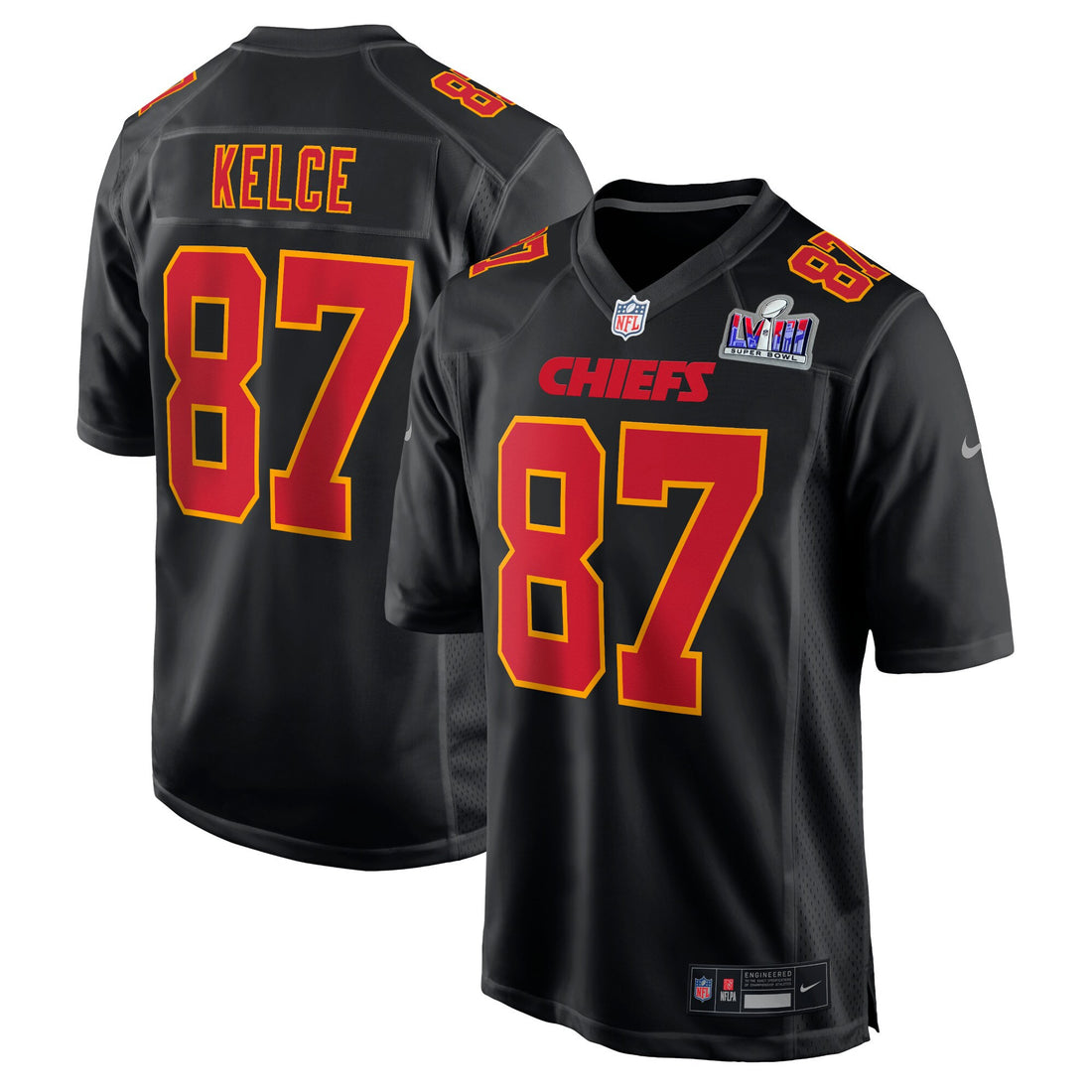 Travis Kelce Super Bowl Lviii Carbon Kansas City Chiefs black Game jersey