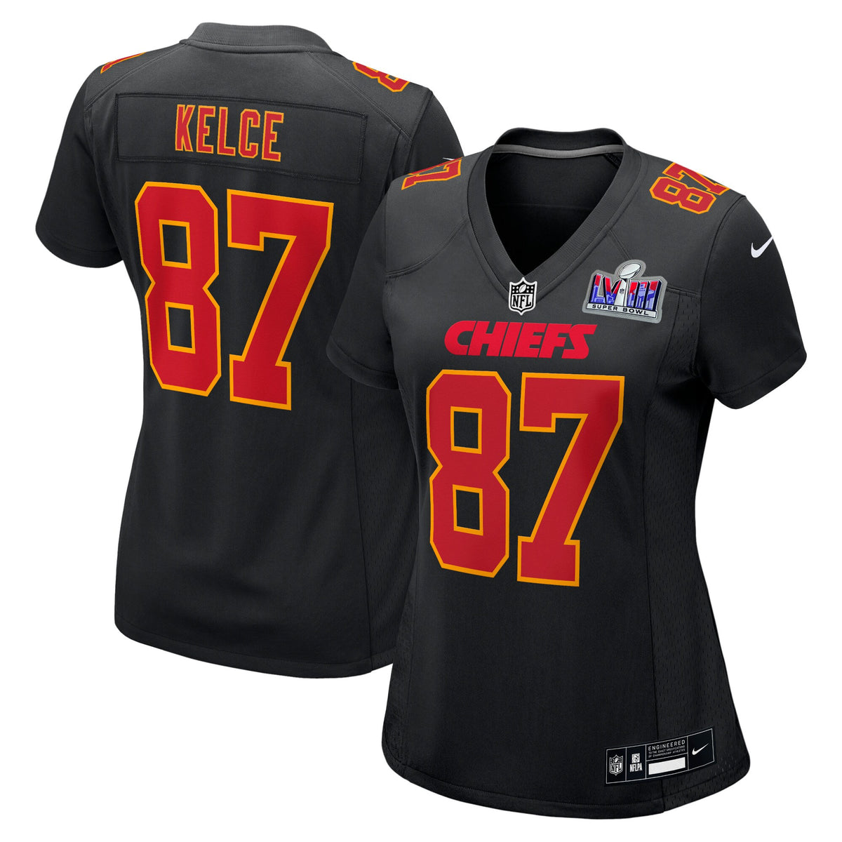 Travis Kelce Super Bowl Lviii Carbon Kansas City Chiefs black Game jersey