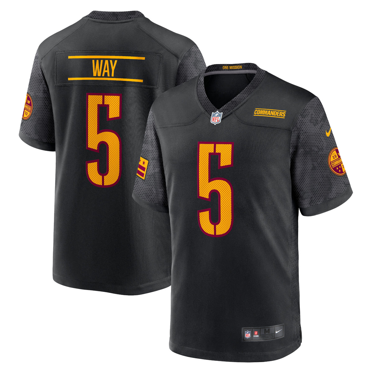 Tress Way Washington Commanders black Game jersey