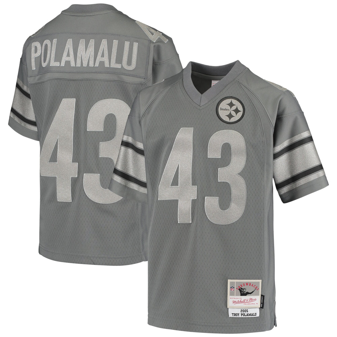 Troy Polamalu Pittsburgh Steelers charcoal jersey