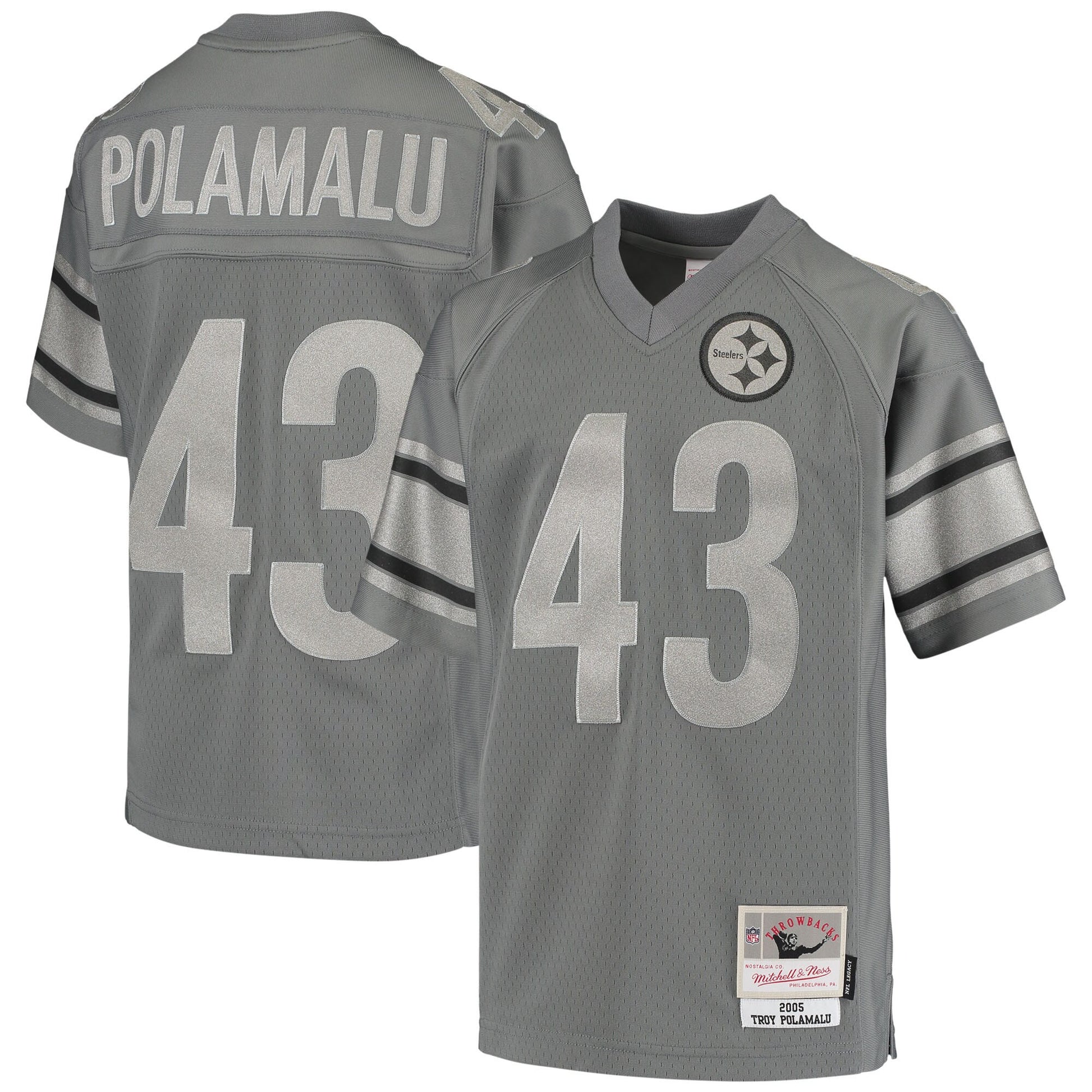 Troy Polamalu Pittsburgh Steelers charcoal jersey