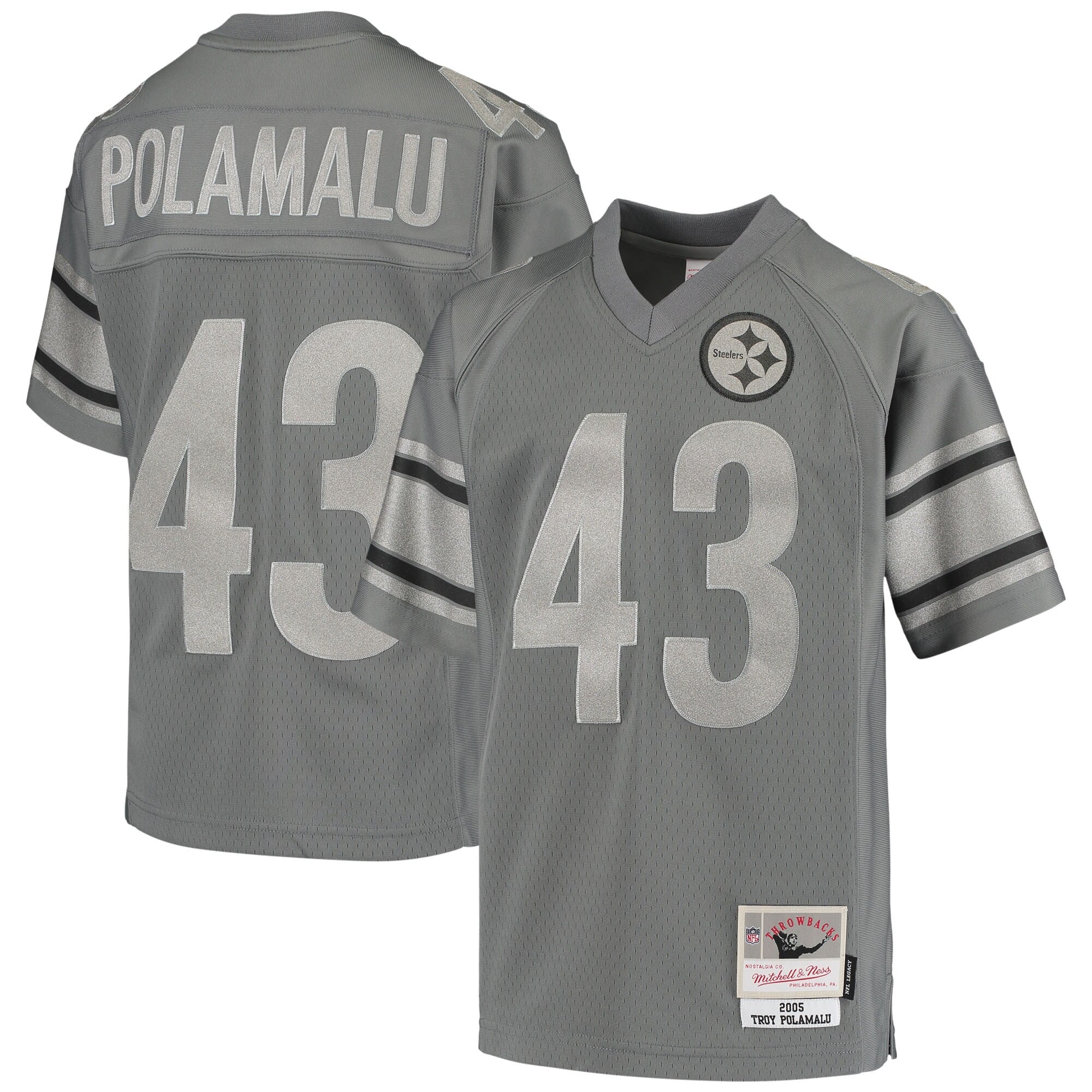 Troy Polamalu Pittsburgh Steelers charcoal jersey