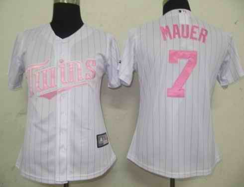 Mauer White Minnesota Twins pink jersey